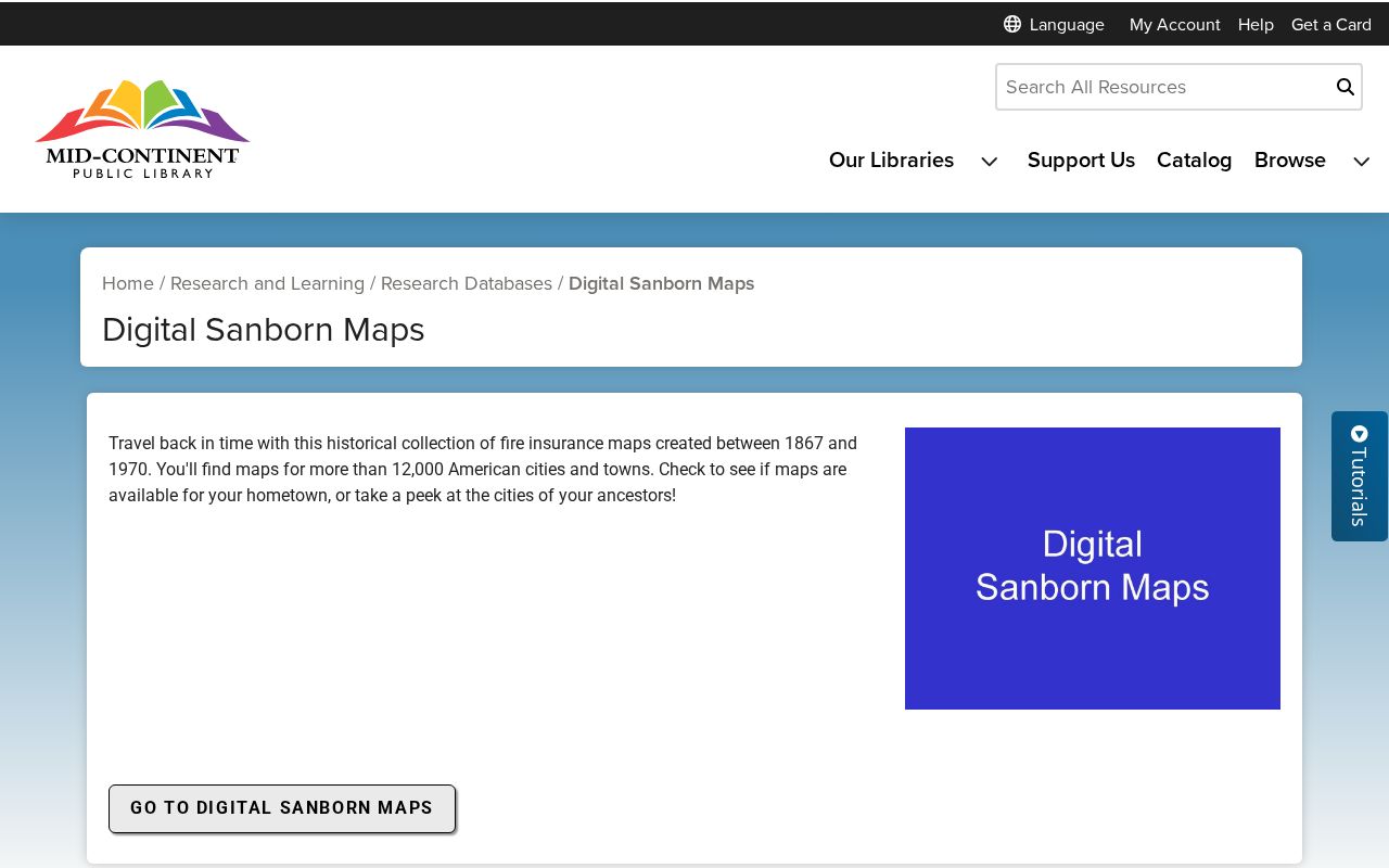 Independence past residents research with Digital Sanborn Maps access page