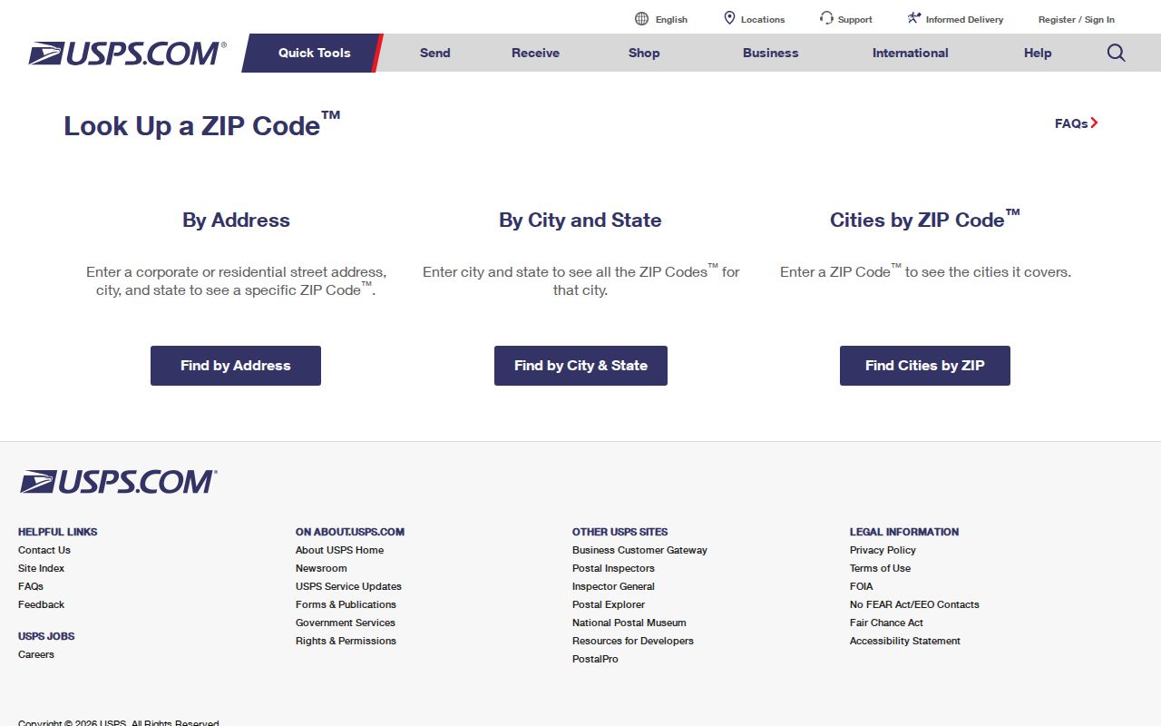 Independence ZIP code directory official USPS ZIP Code Lookup screen